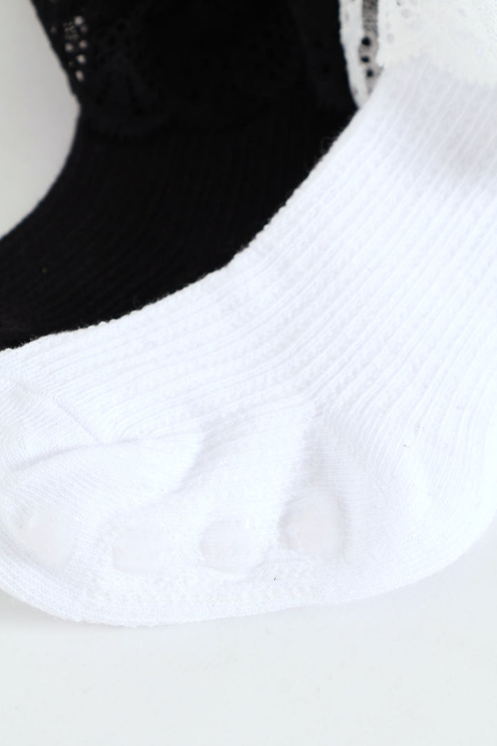 2 Pack Lace Knee High Sock - Multi