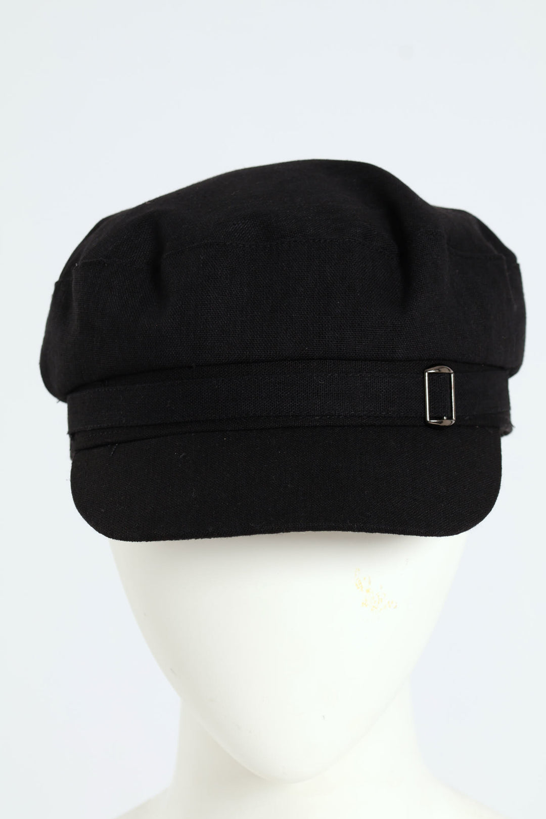 Linen Blend Baker Boy Hat - Black