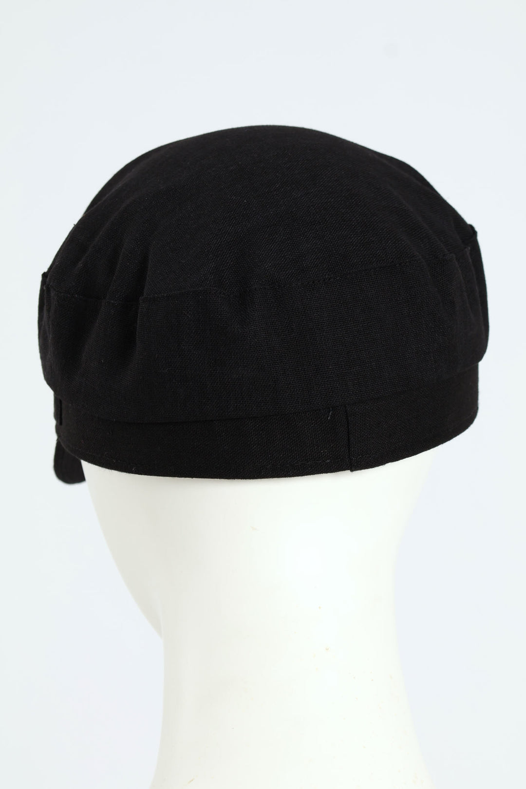 Linen Blend Baker Boy Hat - Black