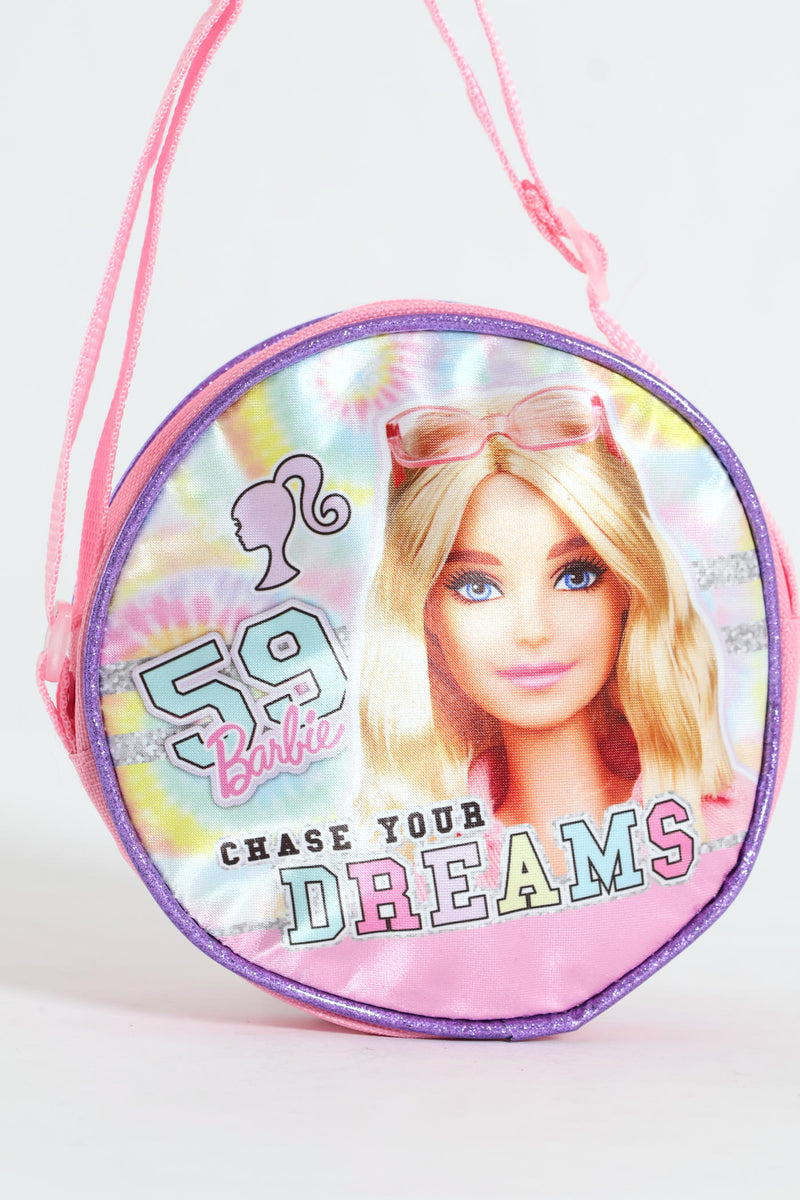 Pre-Girls Barbie Round Sling Bag - Pink