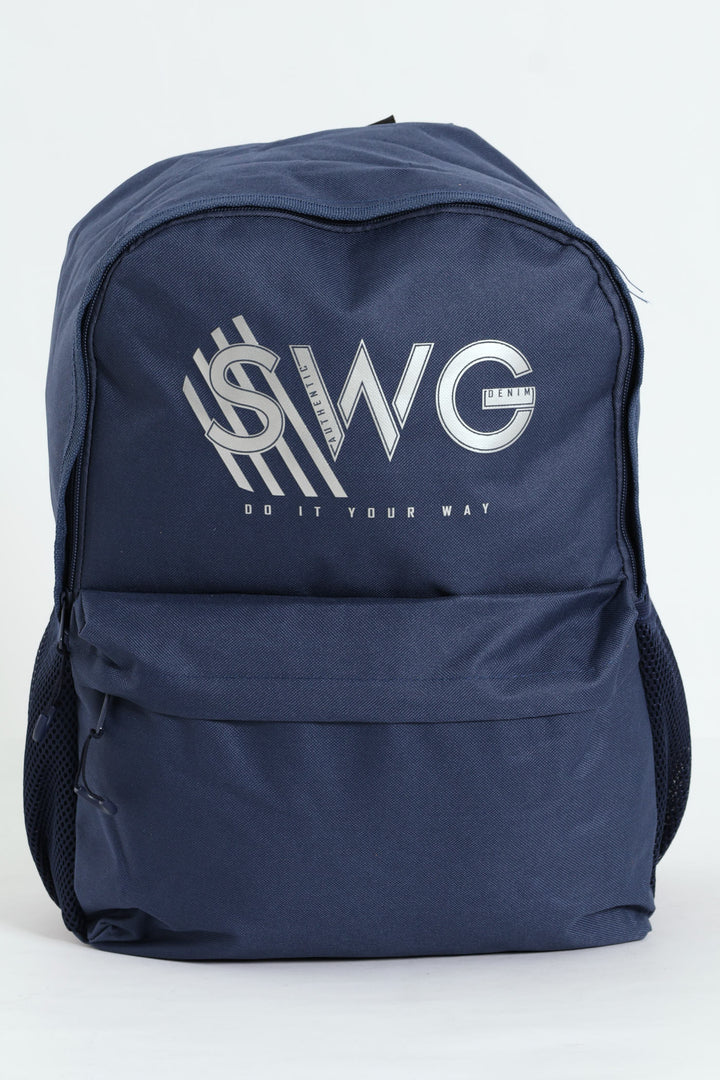 Foil Print Backpack - Navy