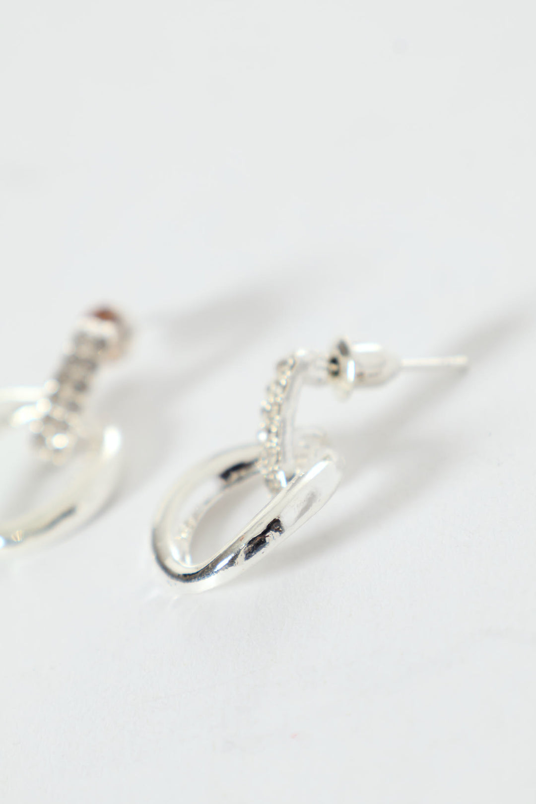 Diamante Small Door Knocker Earring - Silver