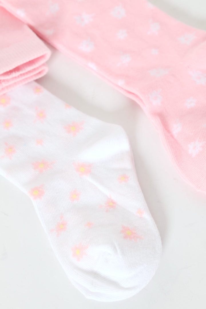 Pre-Girls 2 Pack Floral Tights - Pink
