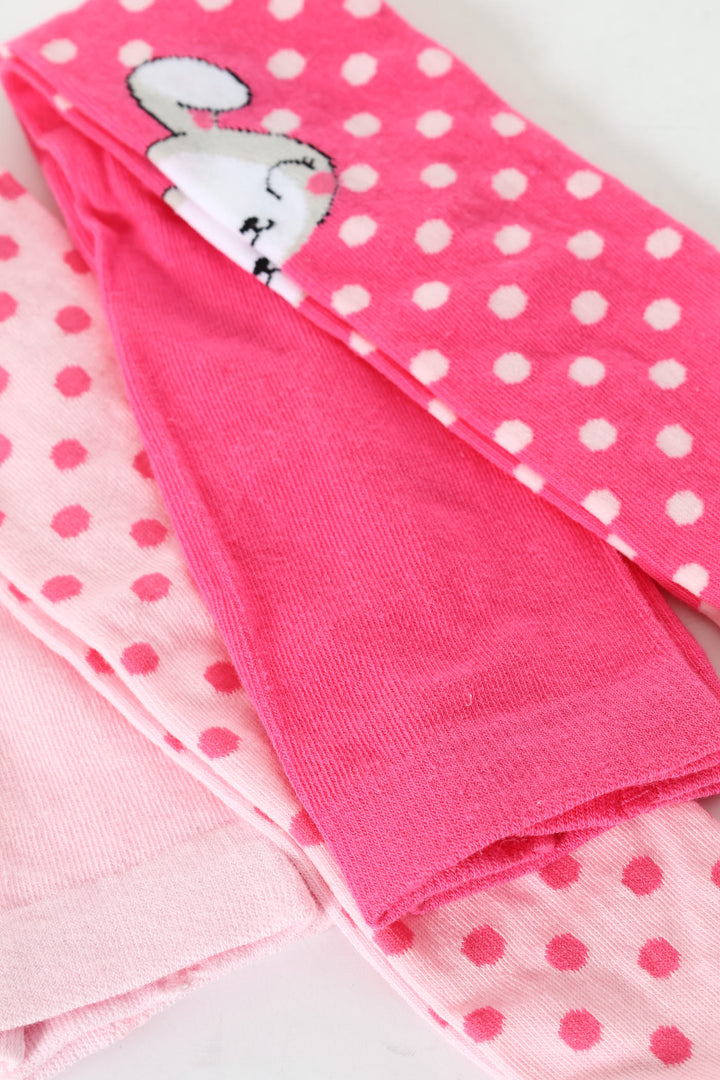 Pre-Girls 2 Pack Spot Bunny Tights - Pink