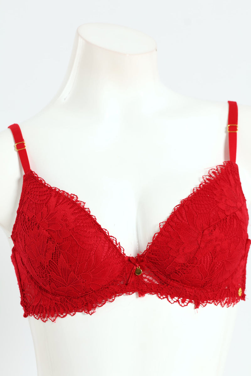 Single Galloon Lace T-Shirt Bra - Red