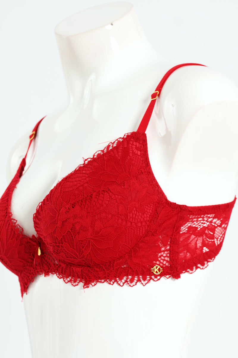 Single Galloon Lace T-Shirt Bra - Red
