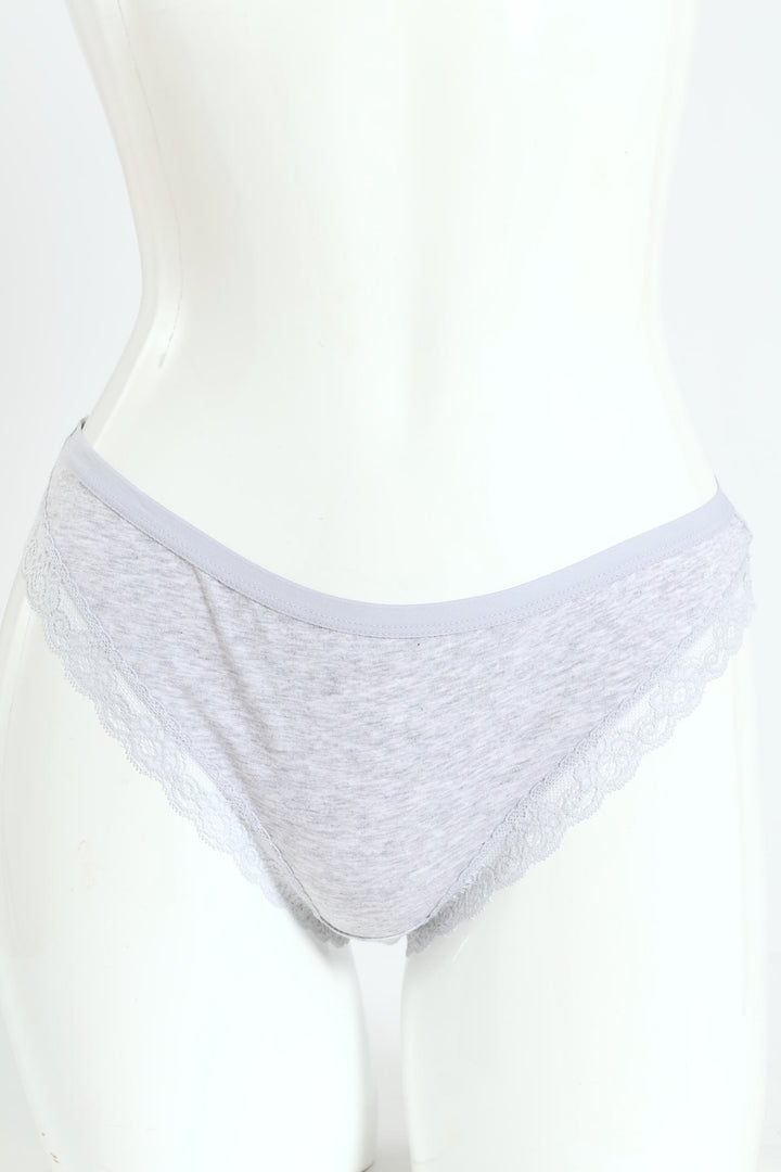 3 Pack Cotton Stretch Brazilian Panties - Nude/Grey Melange/Slate