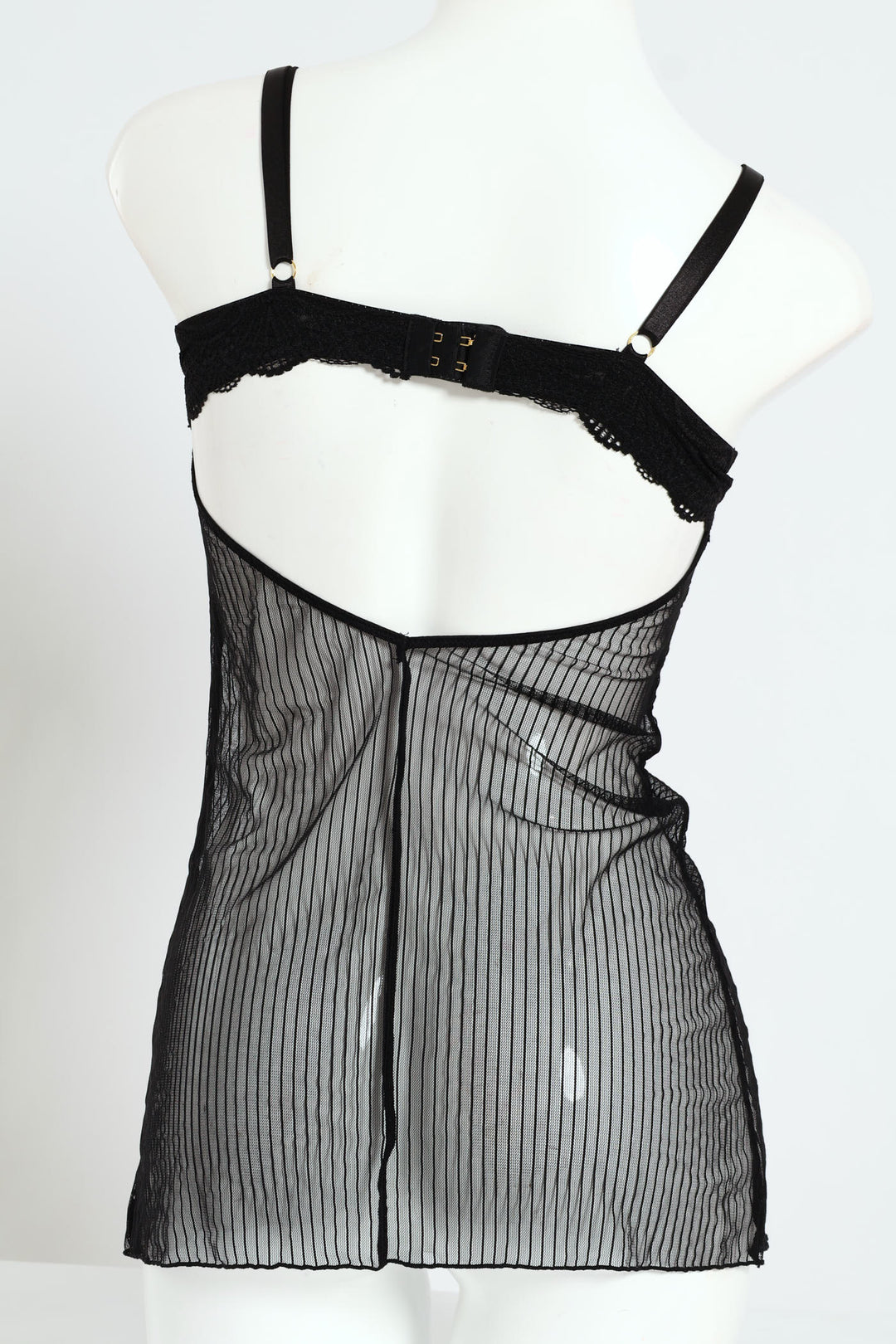 Lace & Mesh Chemise - Black