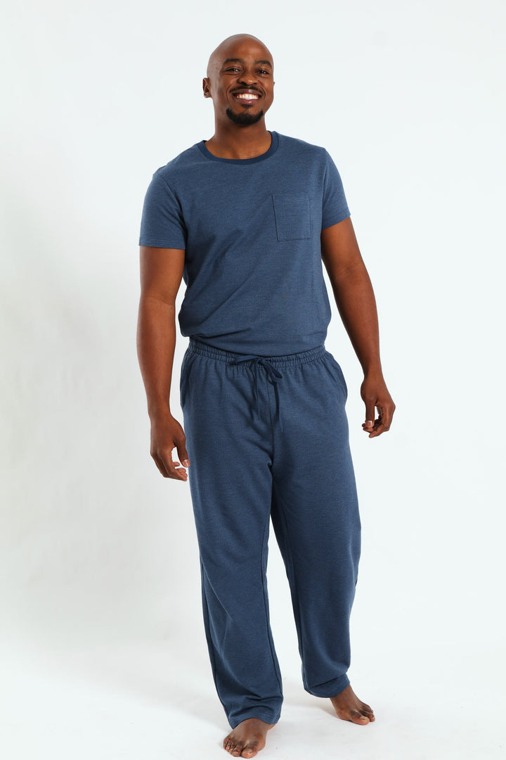 Surface Interest Top & Long Pant Pj Set - Blue