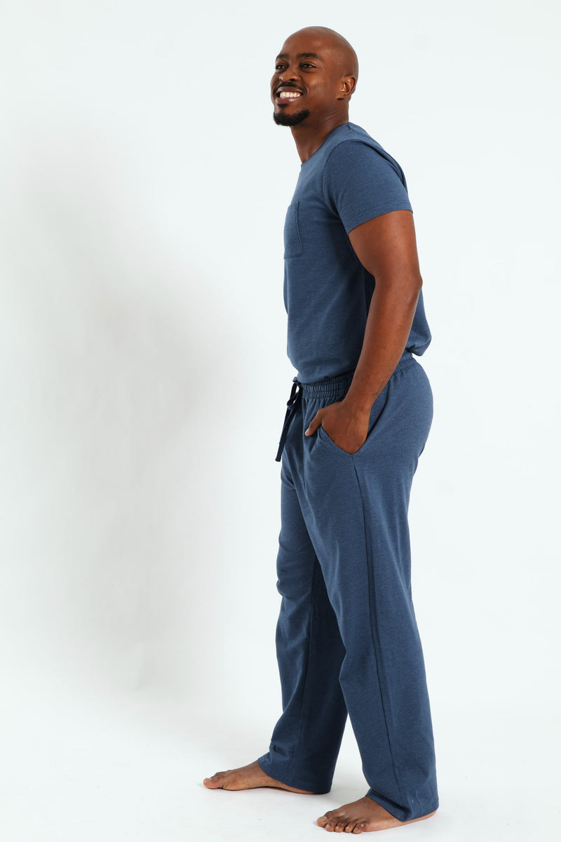 Surface Interest Top & Long Pant Pj Set - Blue