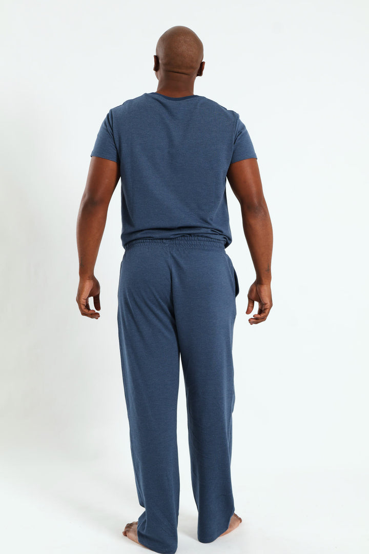 Surface Interest Top & Long Pant Pj Set - Blue