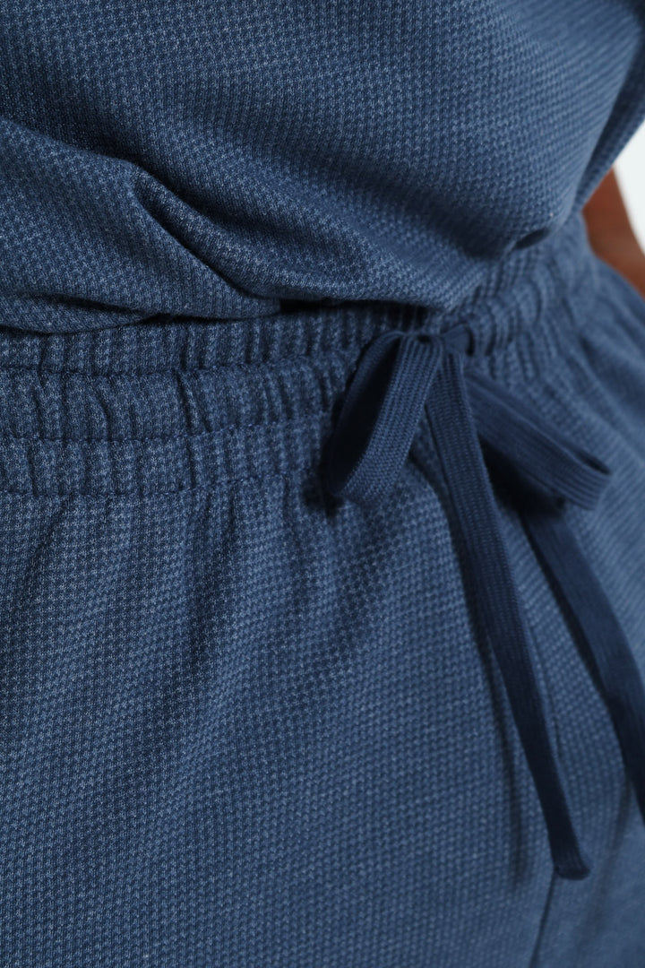 Surface Interest Top & Long Pant Pj Set - Blue