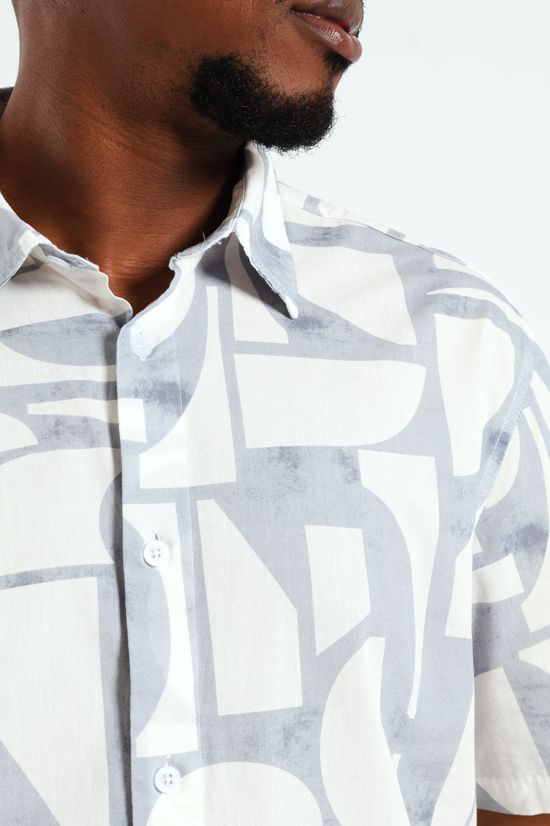 Abstract Geo Print Shirt - White