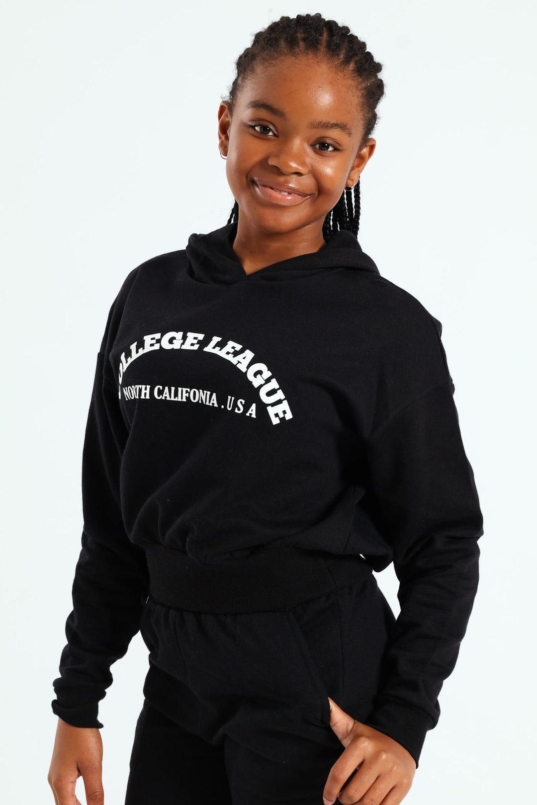 Girls College Fleece Hoody - Black