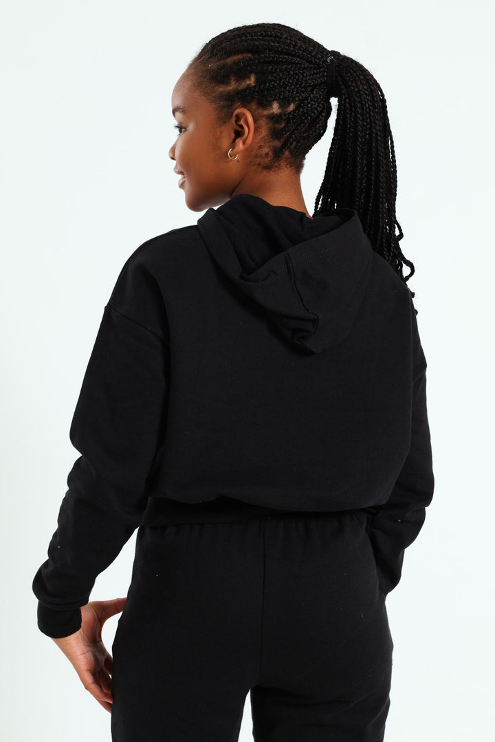 Girls College Fleece Hoody - Black