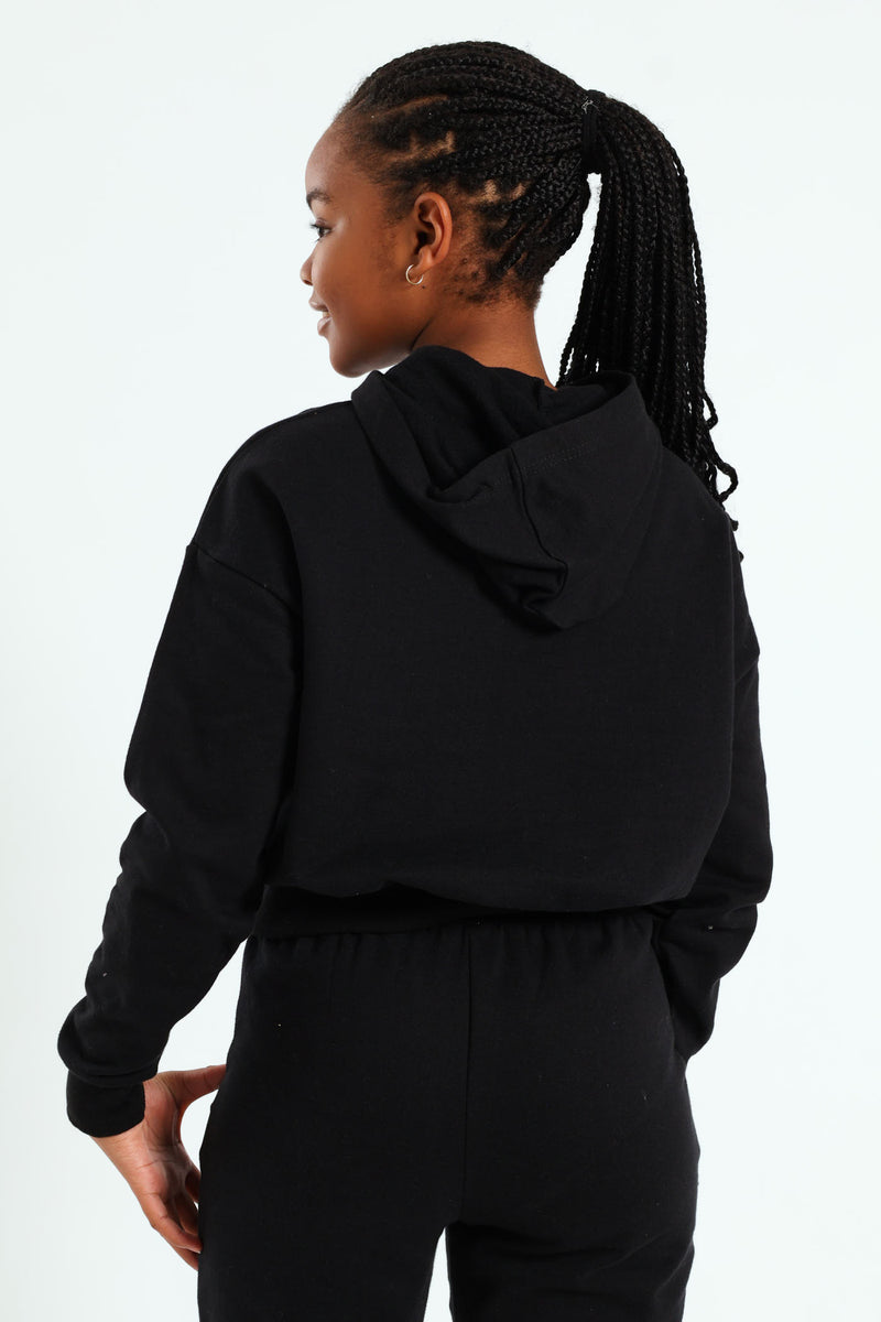 Girls College Fleece Hoody - Black