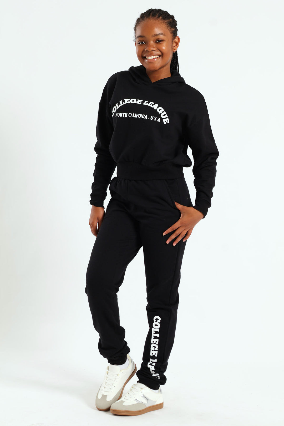 Girls College Fleece Jogger - Black