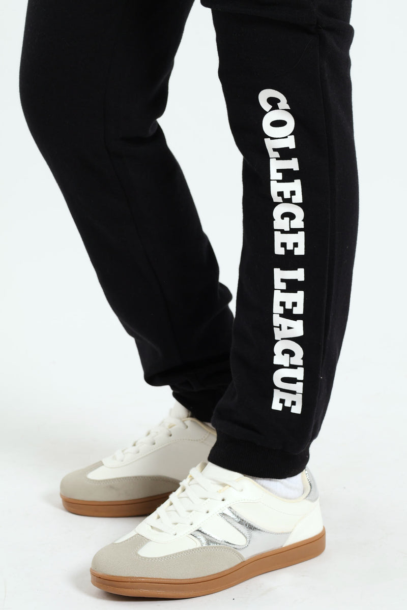 Girls College Fleece Jogger - Black