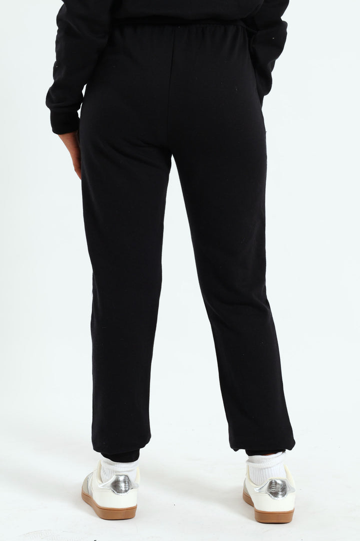 Girls College Fleece Jogger - Black