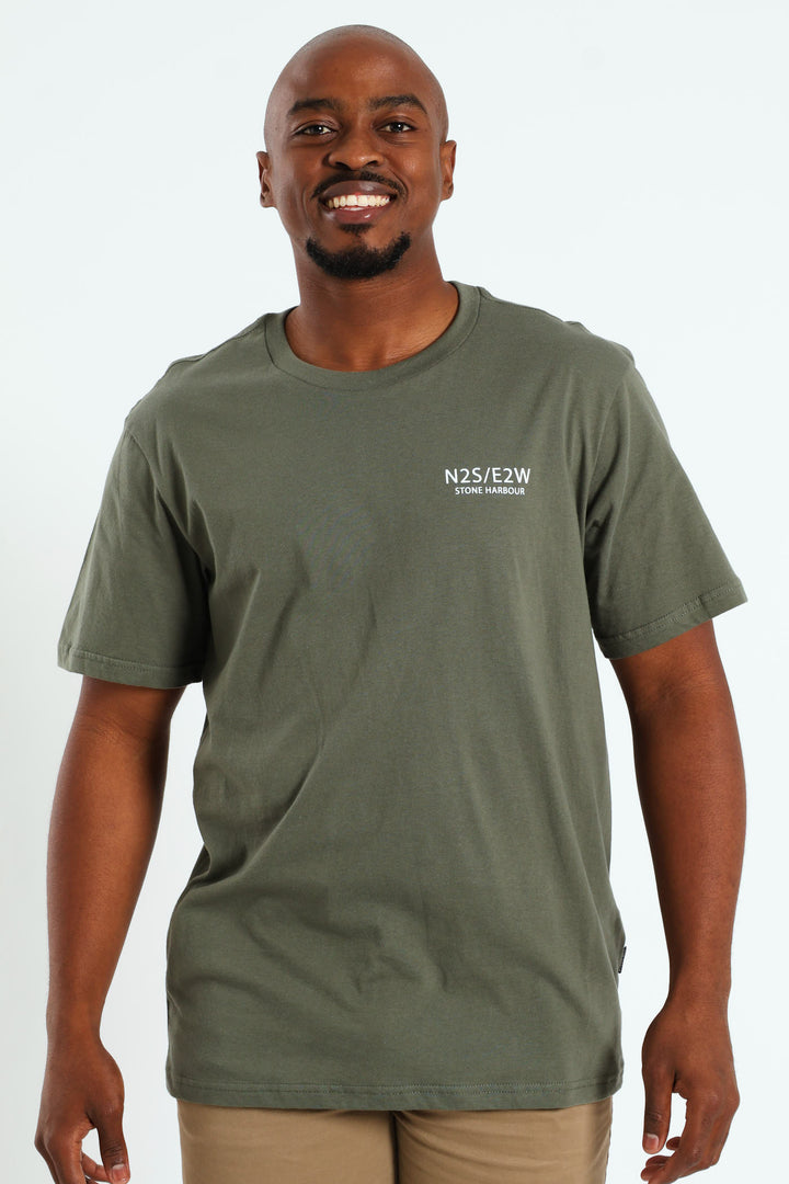 Global Radar Front & Back Print Tee - Fatigue