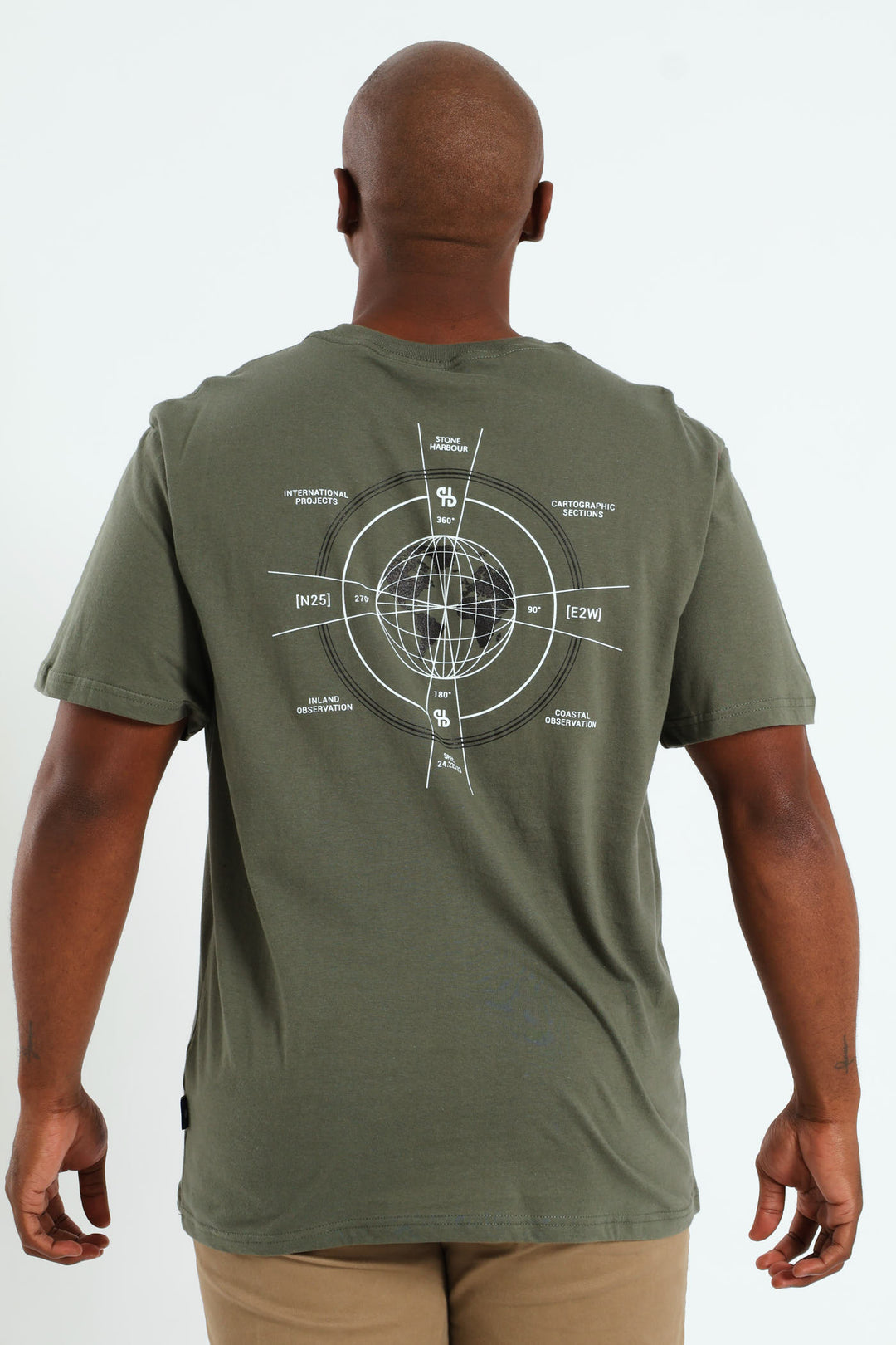 Global Radar Front & Back Print Tee - Fatigue