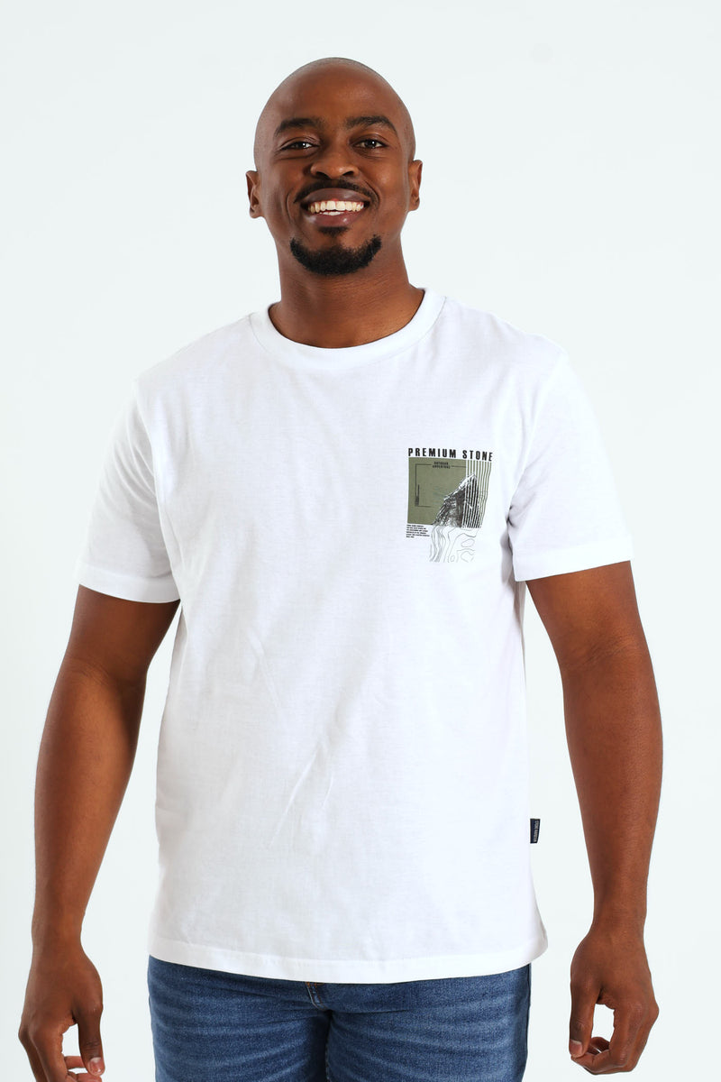 Contour Mount Premium Stone Front & Back Tee - White