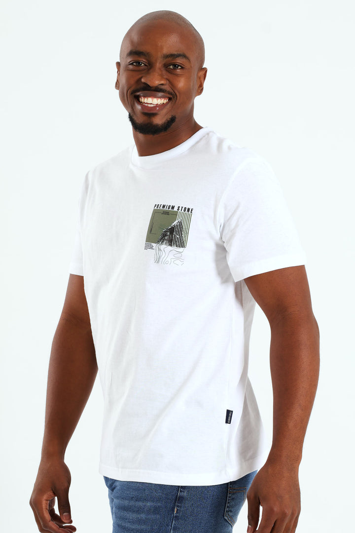 Contour Mount Premium Stone Front & Back Tee - White