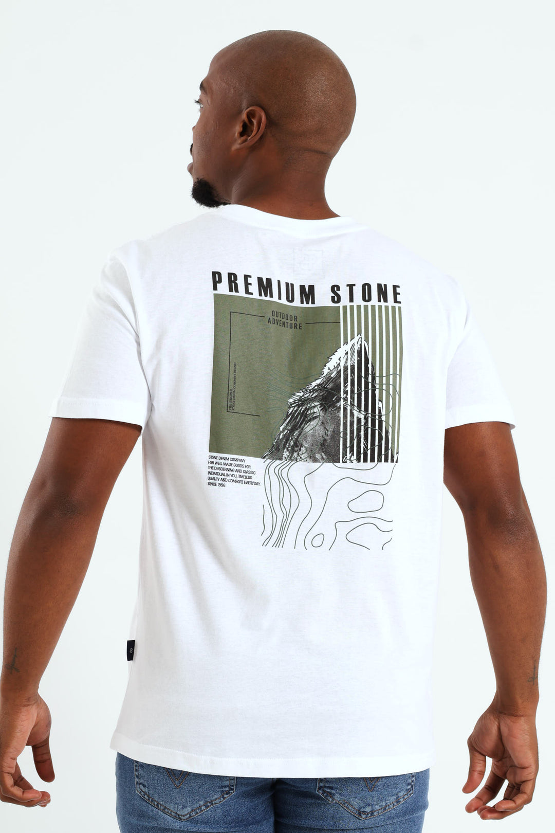 Contour Mount Premium Stone Front & Back Tee - White