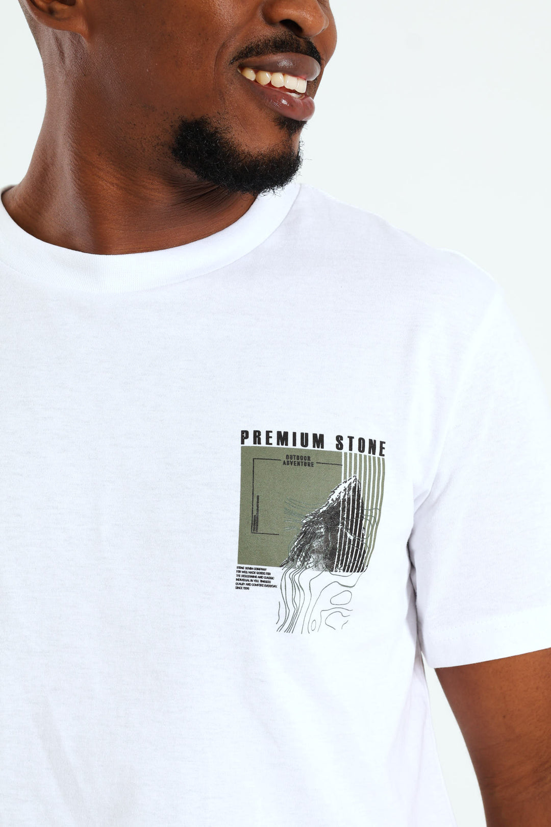 Contour Mount Premium Stone Front & Back Tee - White