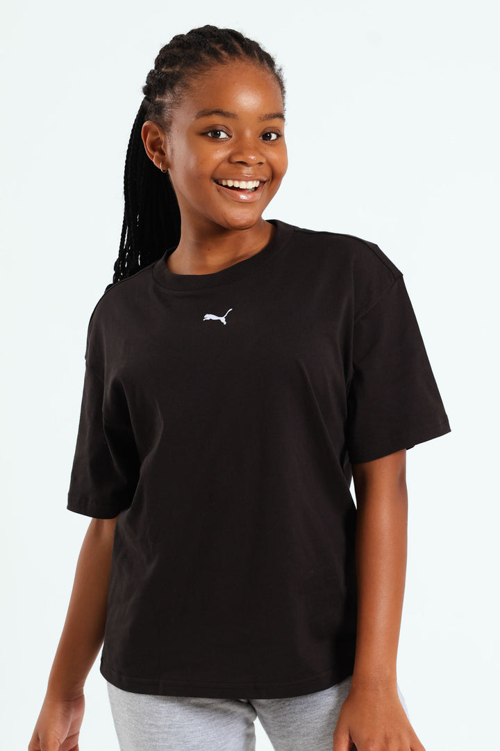 Girls Essential Boxy Tee - Black