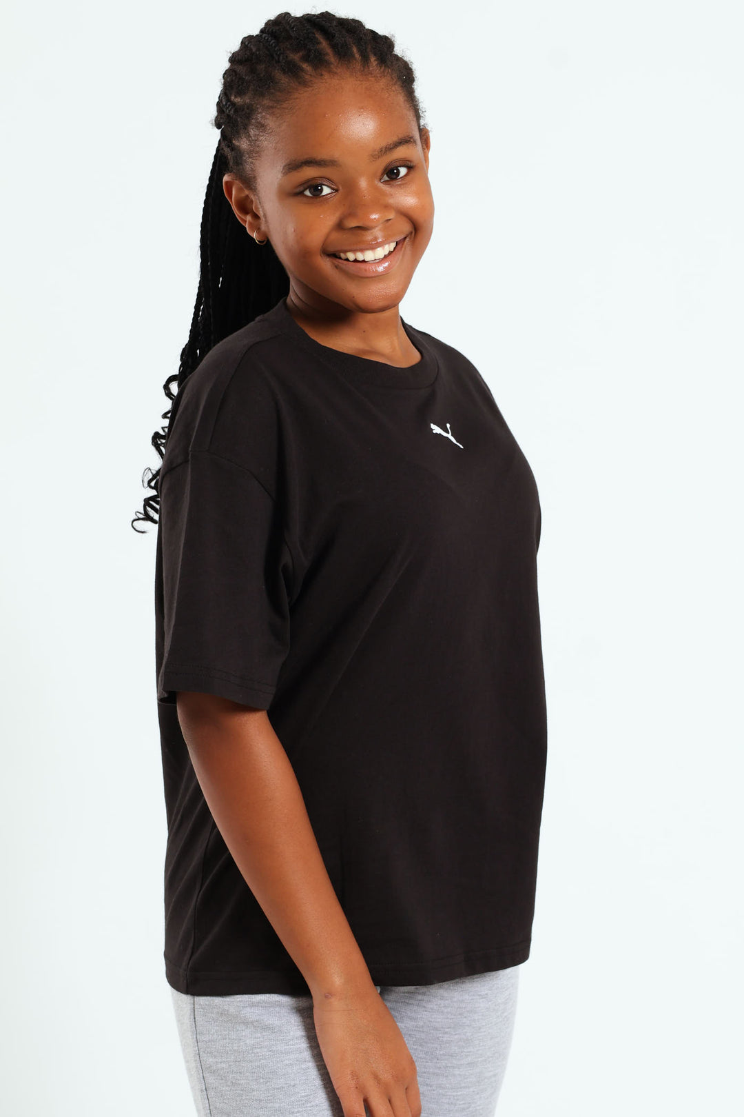 Girls Essential Boxy Tee - Black