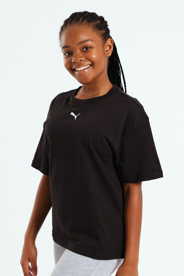 Girls Essential Boxy Tee - Black