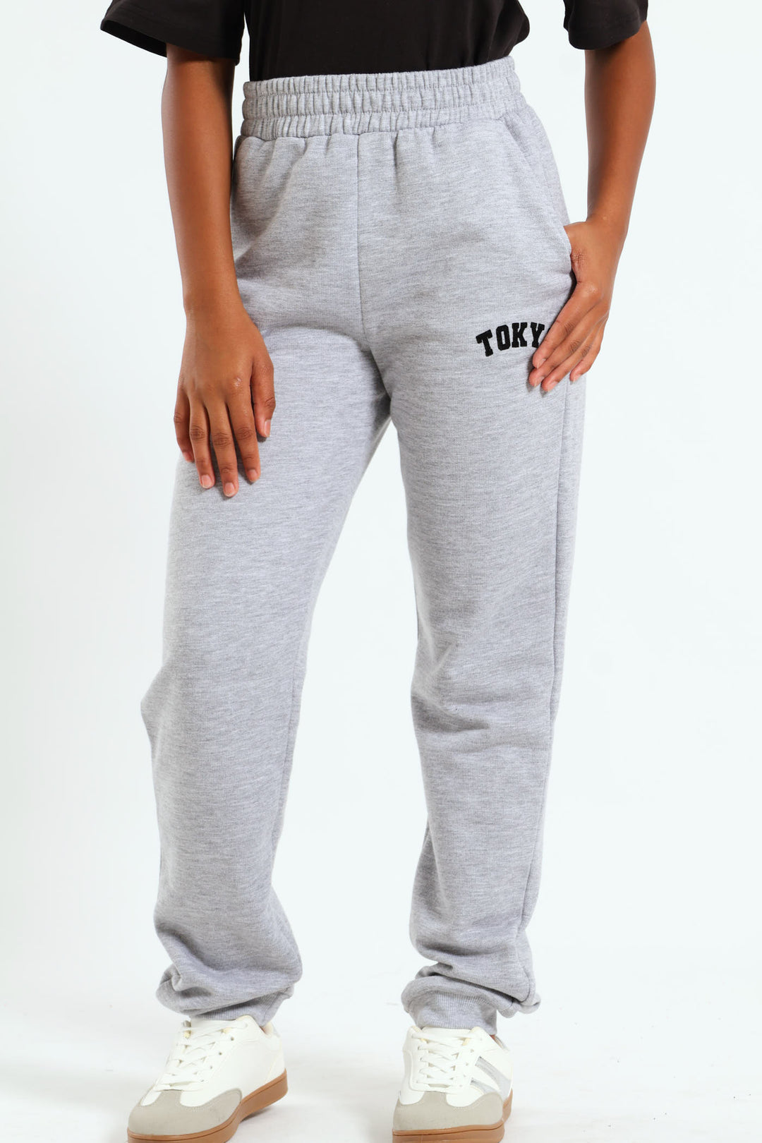 Girls Fleece Jogger - Grey Melange