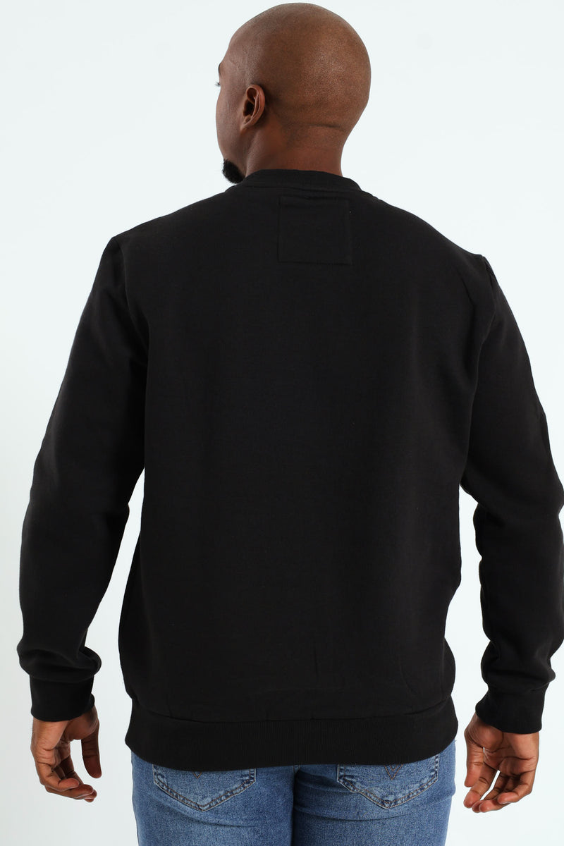 Badge Crew Sweat Top - Black