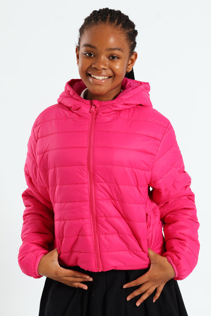 Girls Nylon Puffer - Cerise