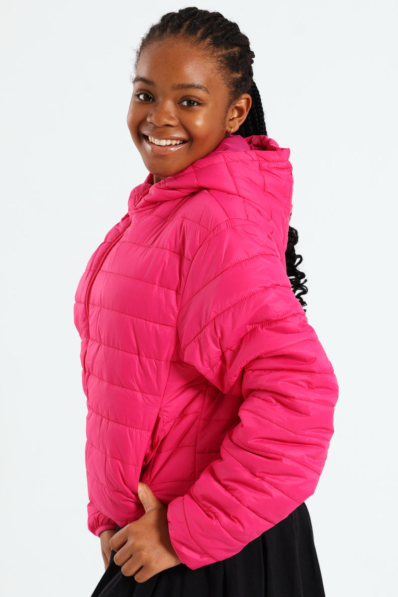 Girls Nylon Puffer - Cerise