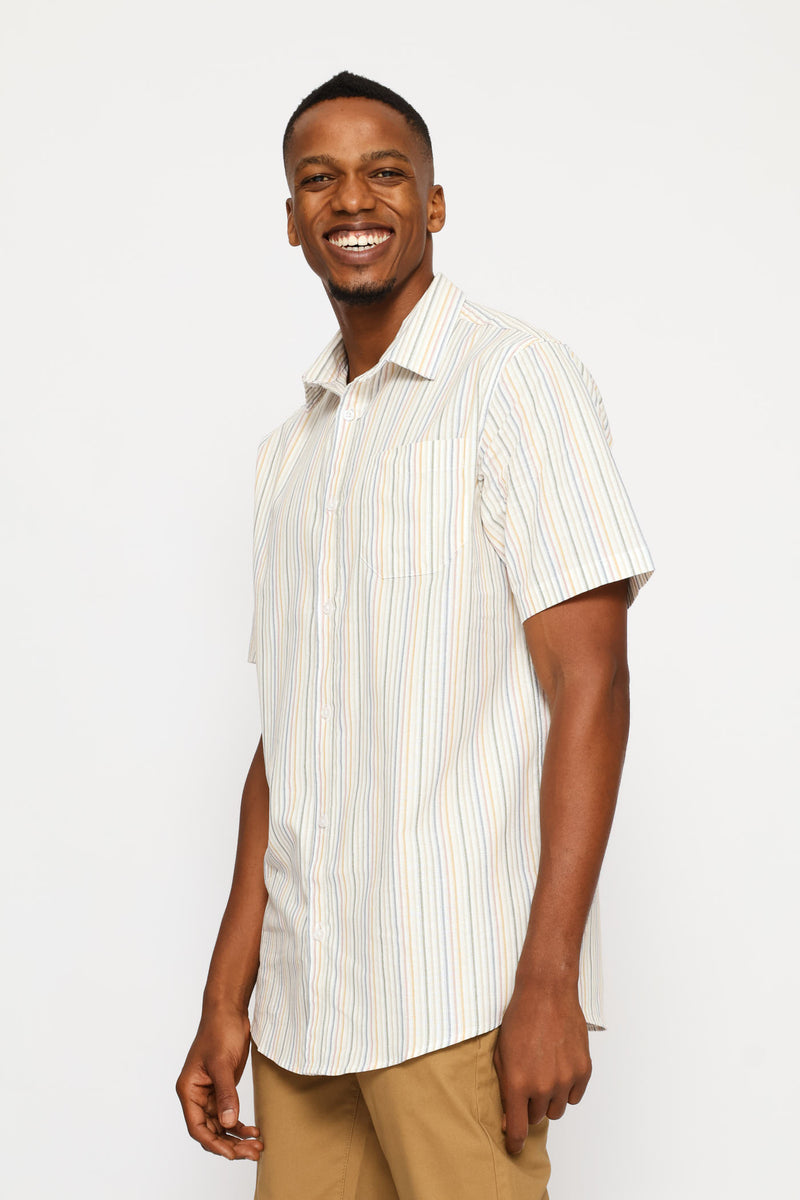 Multi Colour Regular Stripe Shirt - Ecru