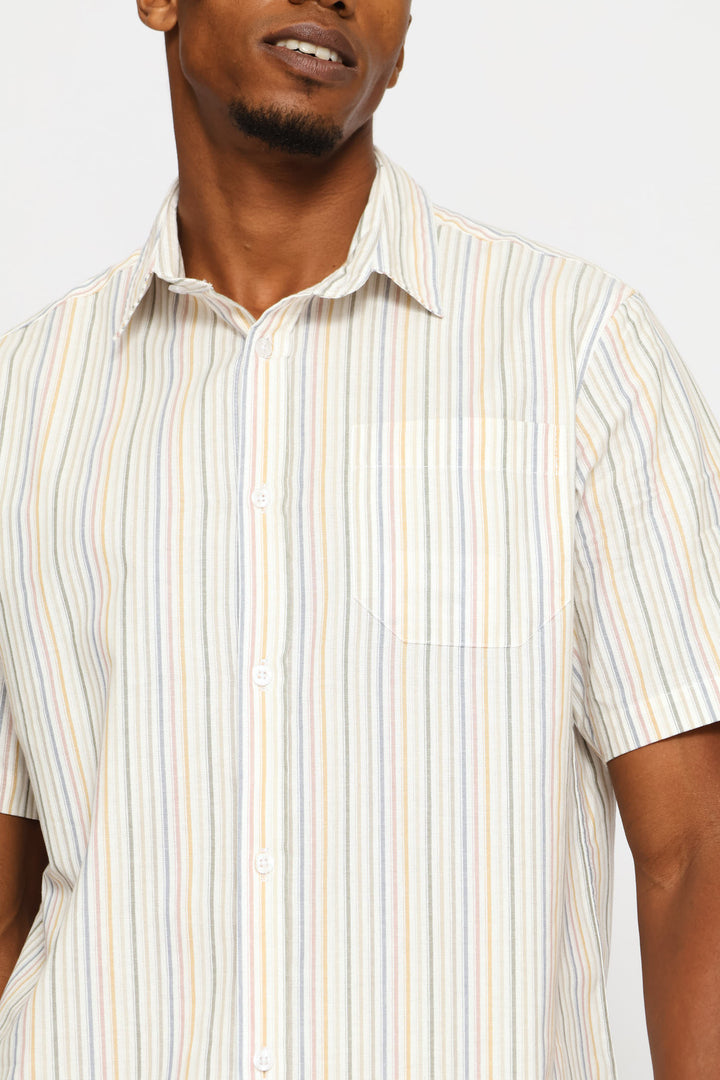 Multi Colour Regular Stripe Shirt - Ecru