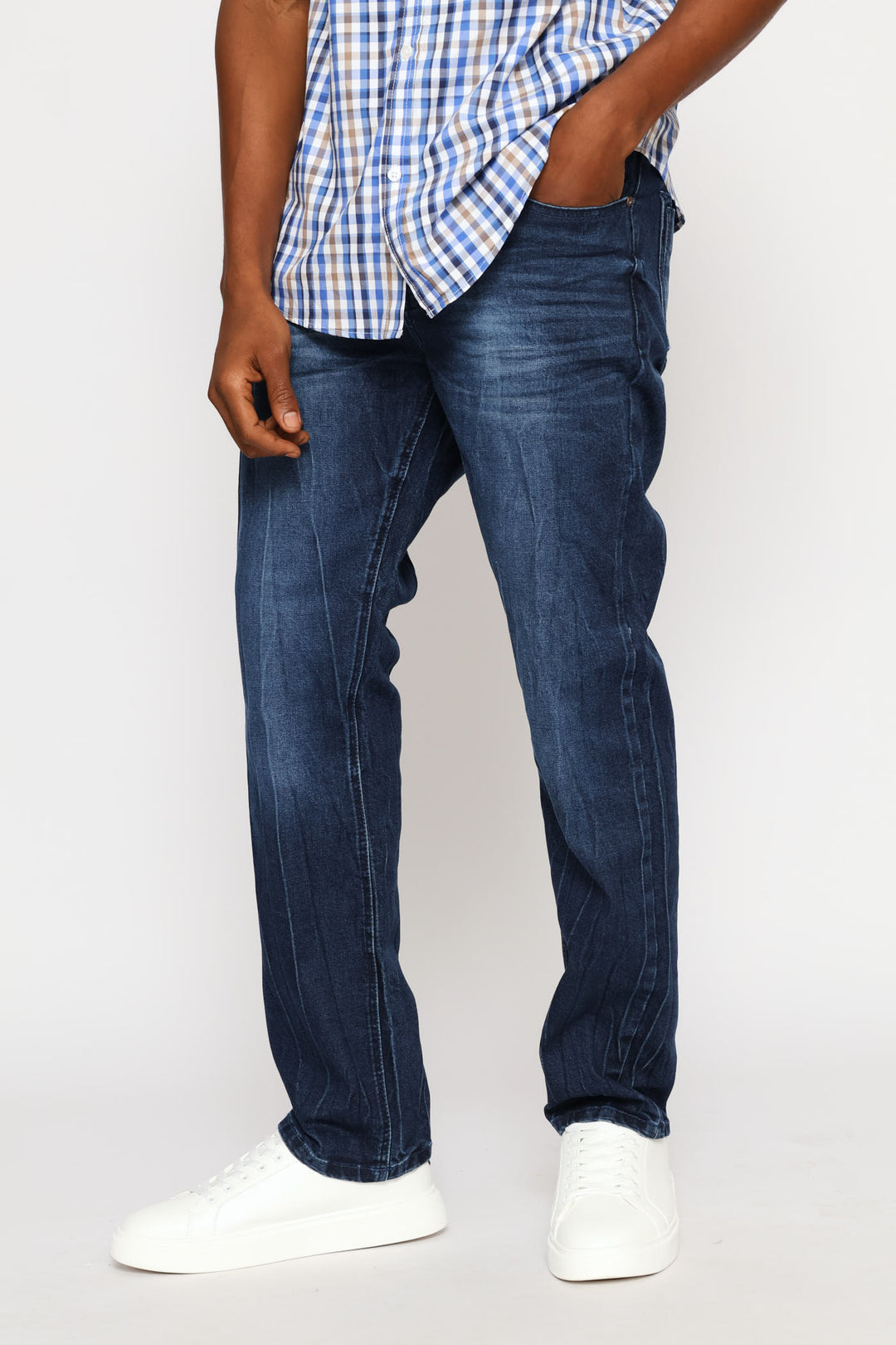 Creased Straight Jean - Dark Wash