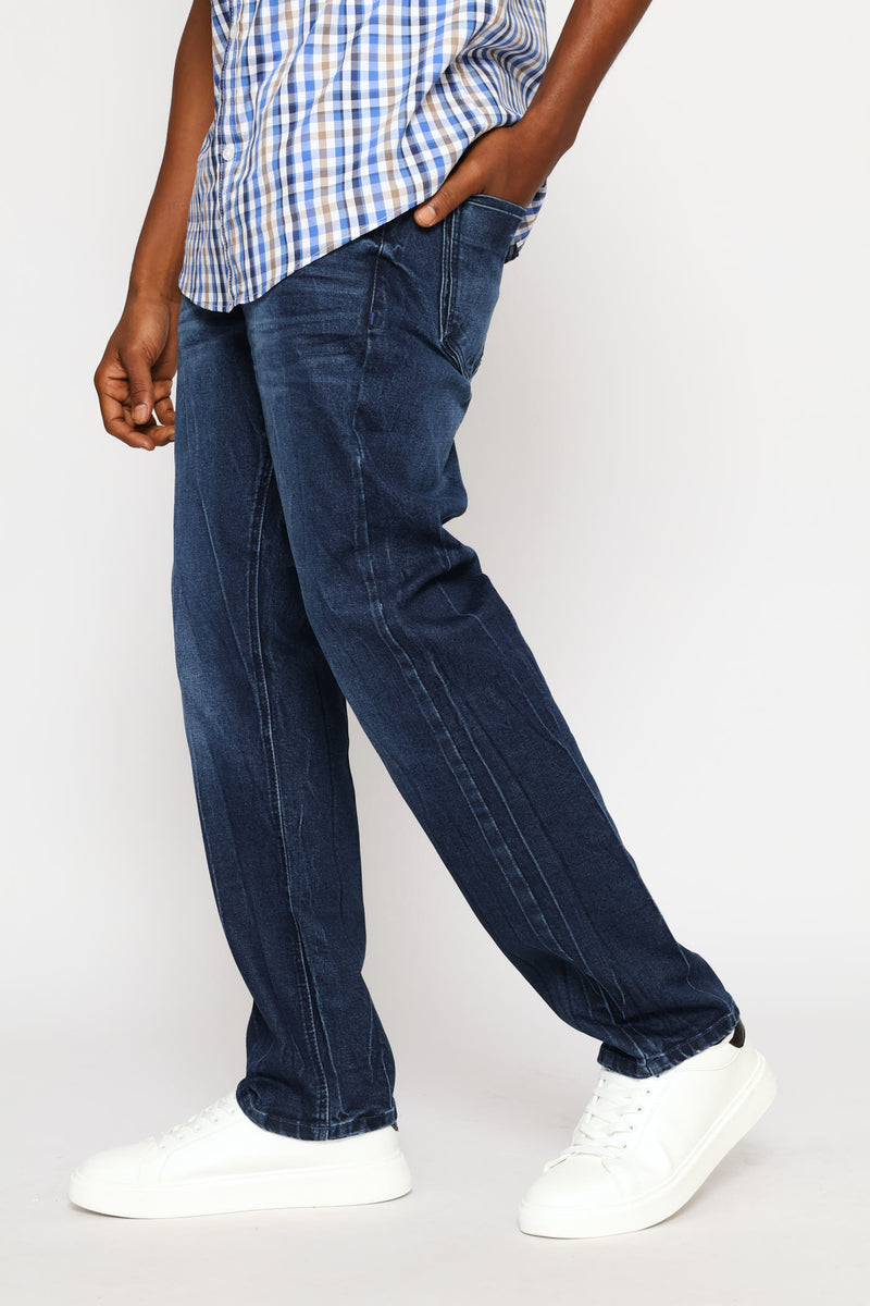 Creased Straight Jean - Dark Wash