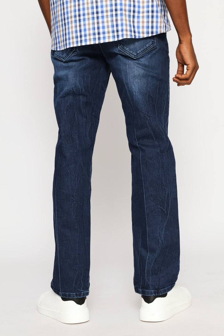 Creased Straight Jean - Dark Wash