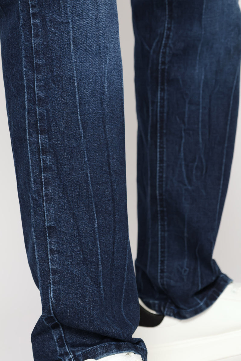 Creased Straight Jean - Dark Wash