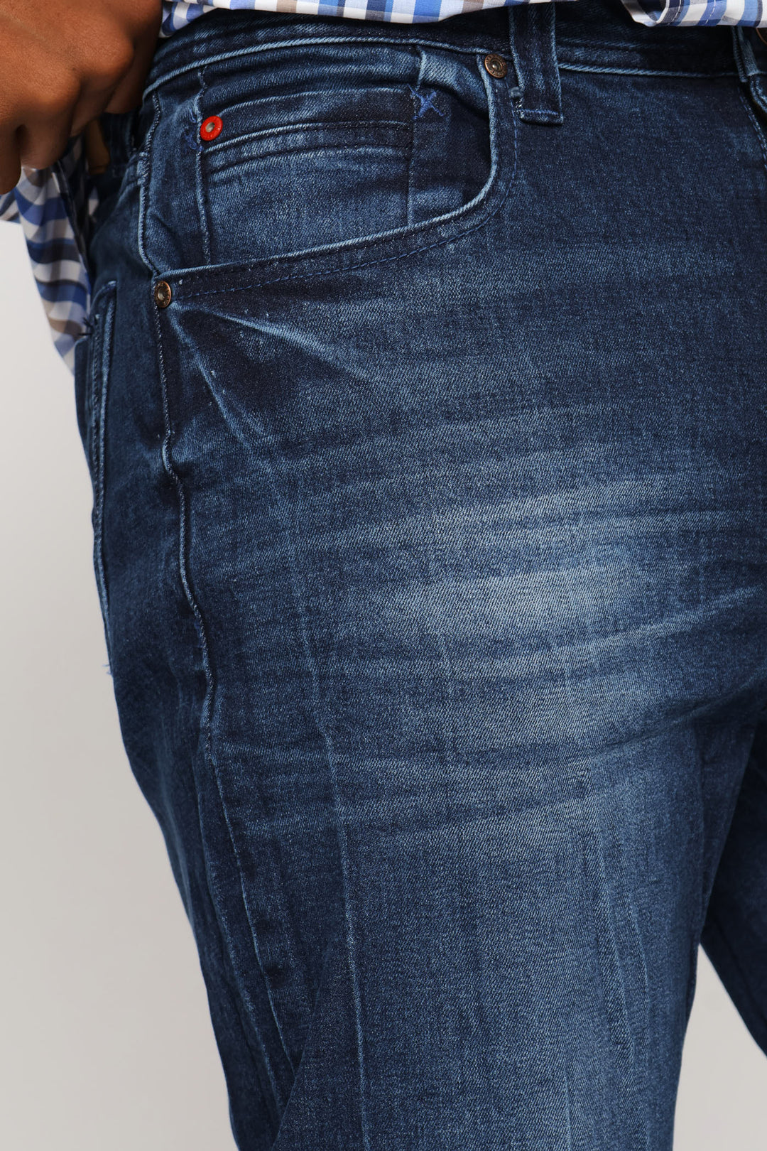 Creased Straight Jean - Dark Wash