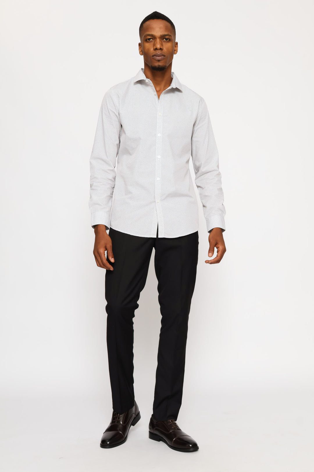 Long Sleeve Slim Abstract Spot Print Shirt - Multi