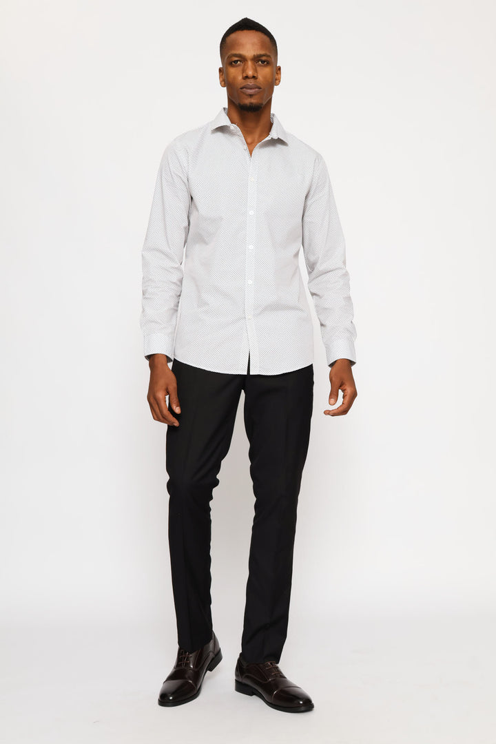 Long Sleeve Slim Abstract Spot Print Shirt - Multi