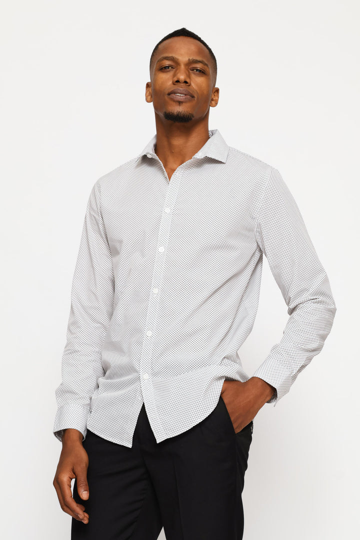 Long Sleeve Slim Abstract Spot Print Shirt - Multi