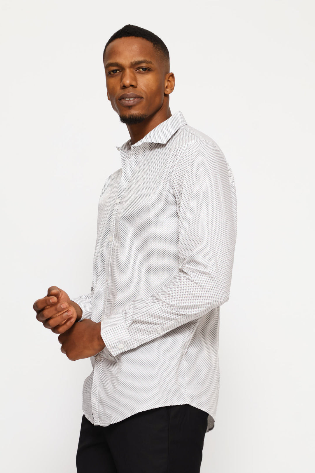 Long Sleeve Slim Abstract Spot Print Shirt - Multi