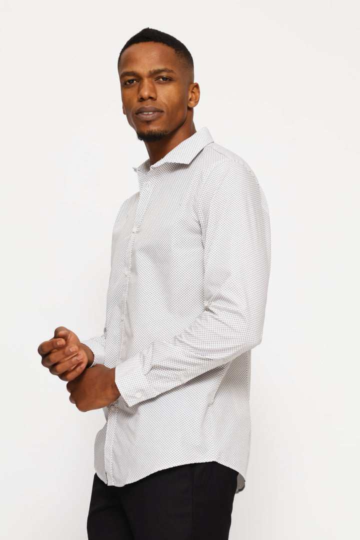 Long Sleeve Slim Abstract Spot Print Shirt - Multi