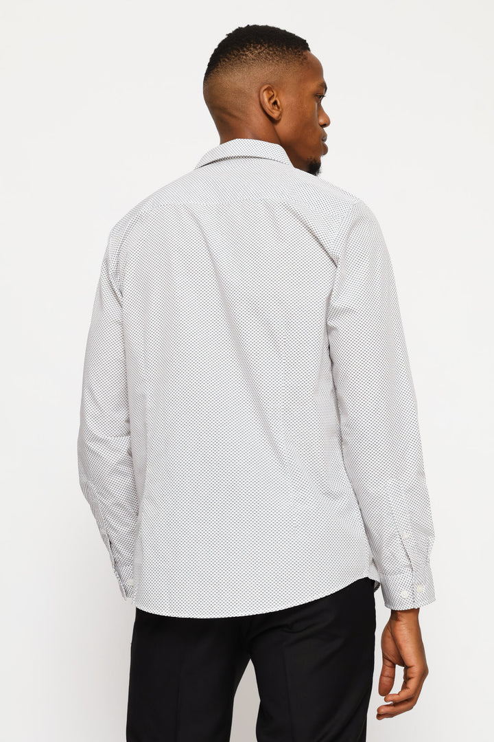 Long Sleeve Slim Abstract Spot Print Shirt - Multi