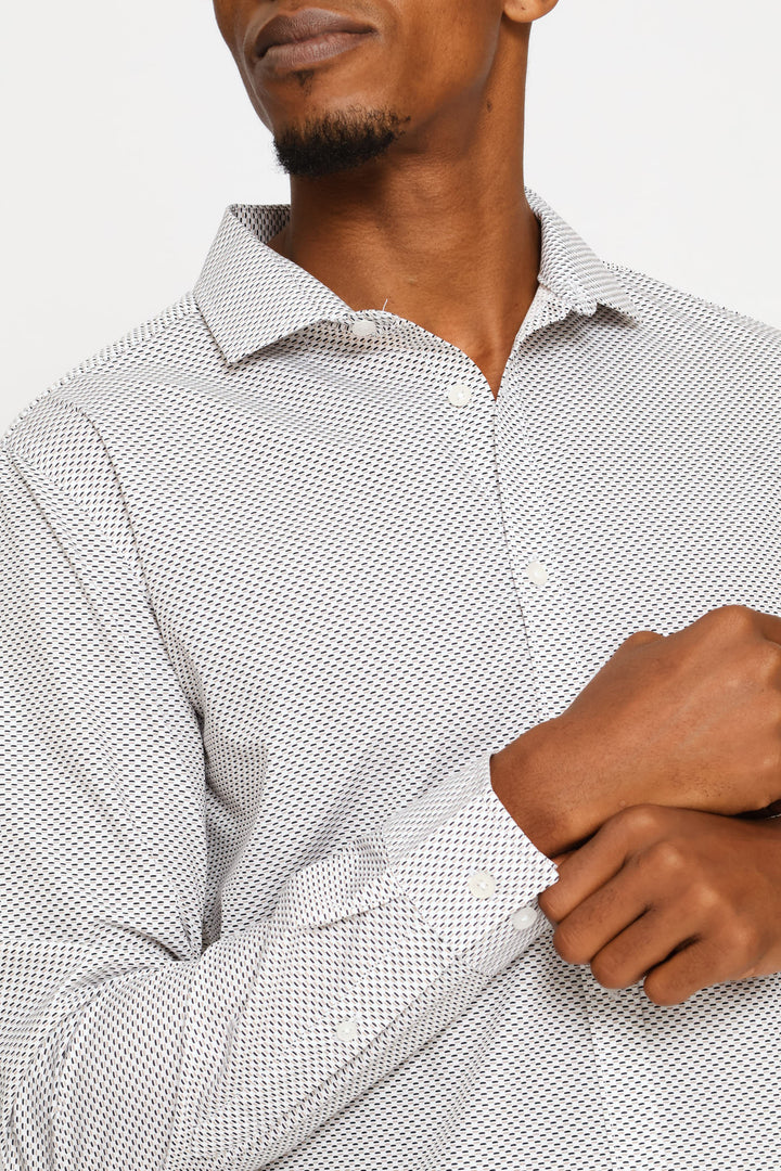 Long Sleeve Slim Abstract Spot Print Shirt - Multi